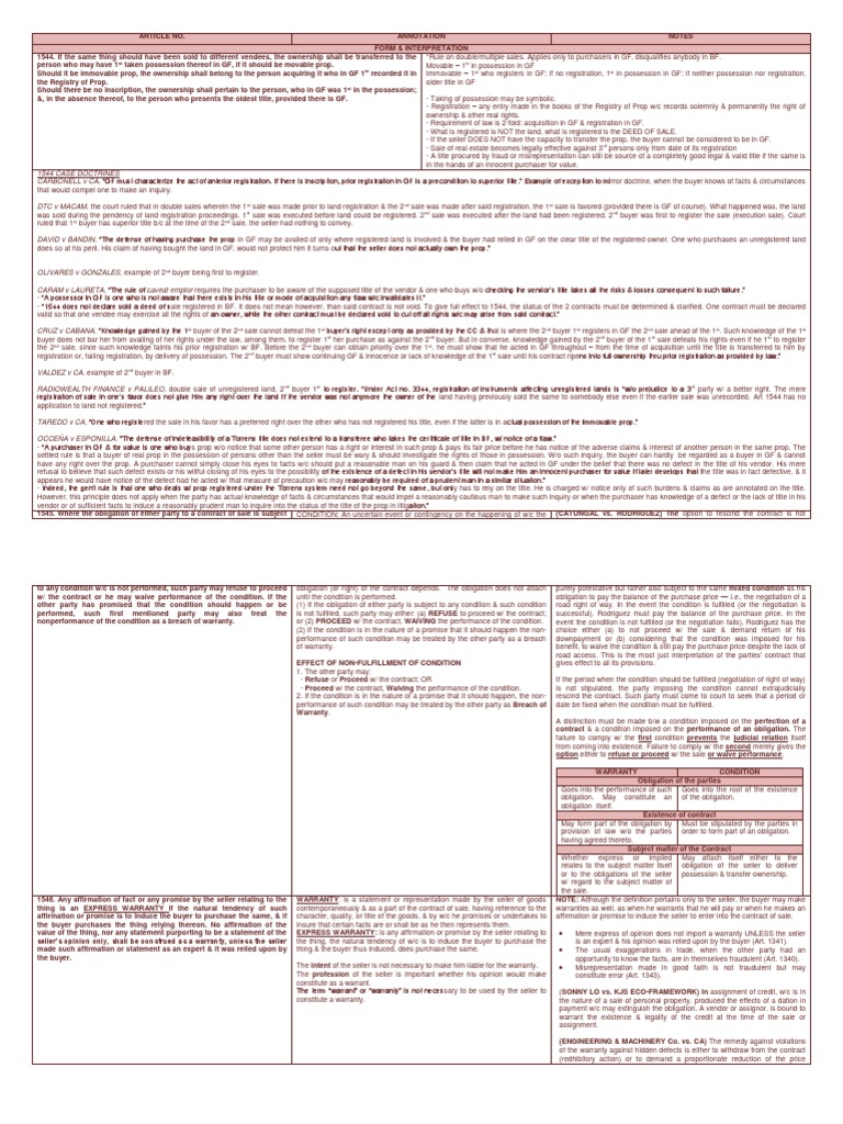 Philippine Law On Sales Art 15441623 Download Free PDF Implied