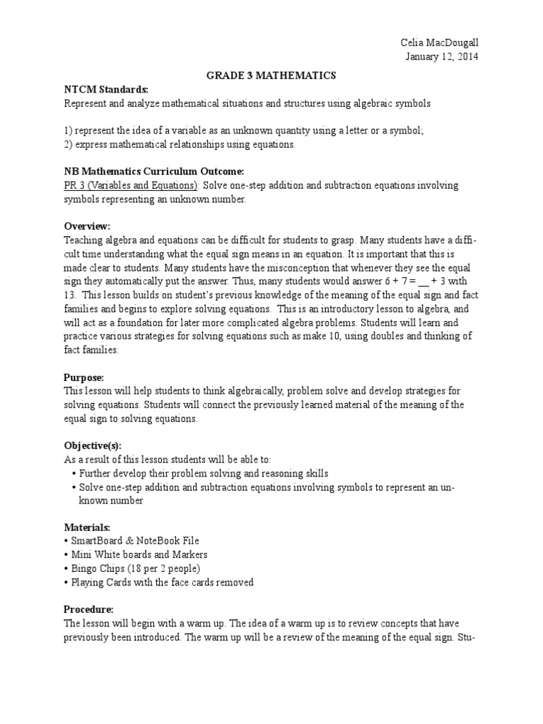 Intro to Algebra for Grade 3 Students | PDF | Equations | Algebra