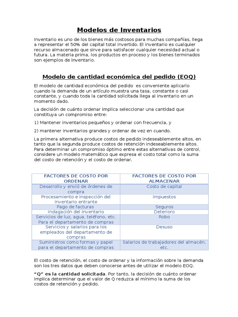Costos de Ordenar y Cantidad Solicitada | PDF | Inventario | Costo