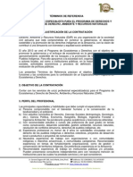 Términos de Referencia para Contratación de Especialista para El Programa de Derechos y Ecosistemas de Derecho, Ambiente y Recursos Naturales