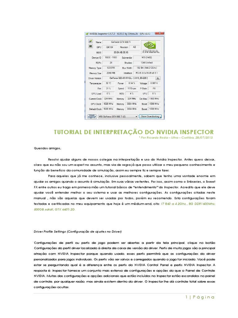 Tutorial de Uso do Nvidia Inspector | PDF | Teclado de computador | PCs ...
