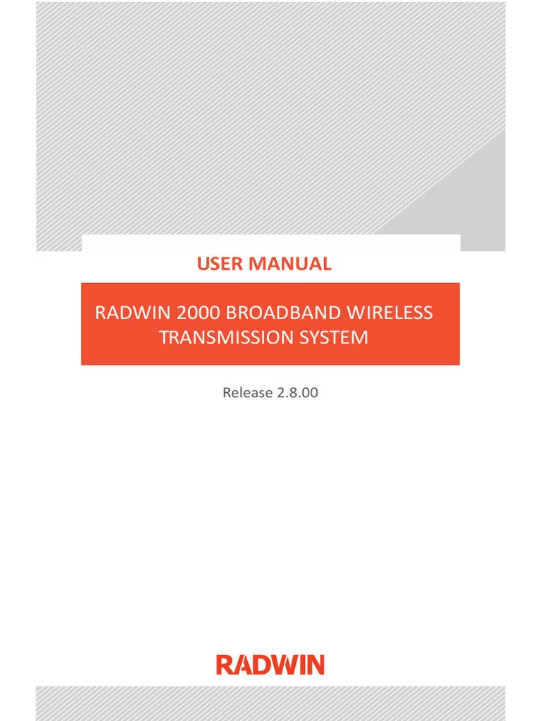 User Manual RADWIN 2000 BROADBAND WIRELESS TRANSMISSION SYSTEM | PDF ...