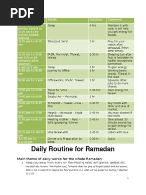 Ramadan Daily Routine