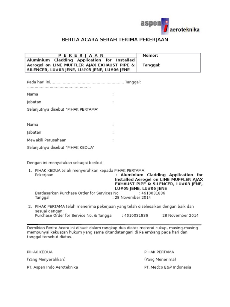 Contoh Berita Serah Terima Pekerjaan Detil Gambar Online