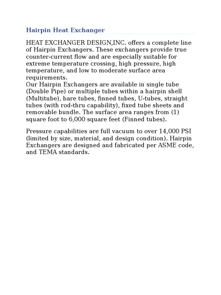 Hairpin Heat Exchanger PDF Heat Exchanger Pipe (Fluid Conveyance)