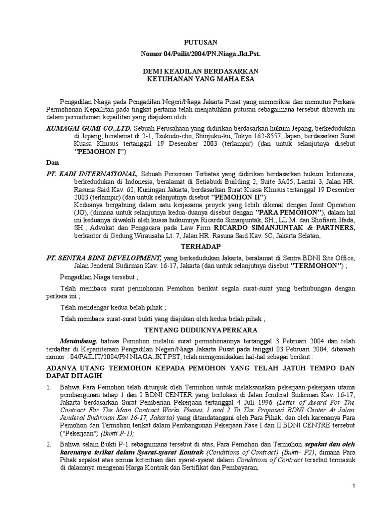 Penagihan Utang Proyek BDNI Center | PDF | Bisnis | Pengelolaan ...