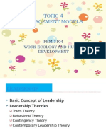 Topic 4 Management Models: FEM 3104 Work Ecology and Human Development