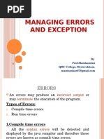 Managing Errors and Exception: by Prof - Manikandan QMC College, Medavakkam