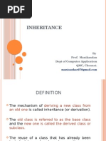 Inheritance: by Prof. Manikandan Dept of Computer Application QMC, Chennai