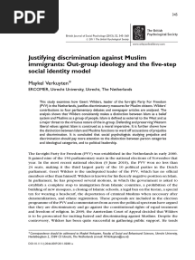 Justifying Discrimination Against Muslims - Verkuyten, 2013