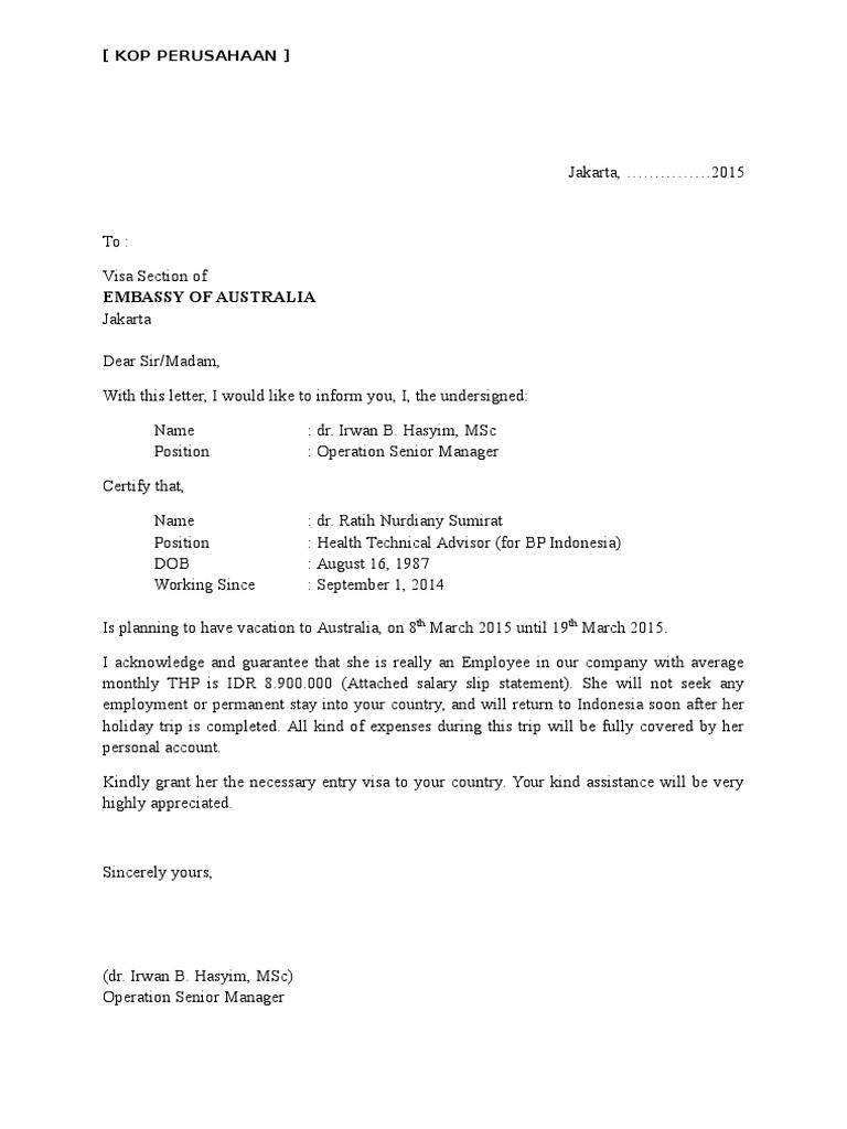 Employment Statement Letter for Visa | Immigration | Immigration Law