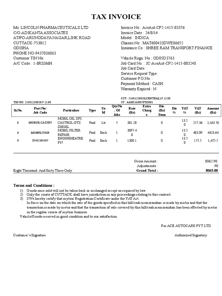 Tax Invoice | PDF | Finance & Money Management