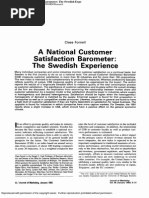 A National Customer Satisfaction Barometer The Swedish Expe