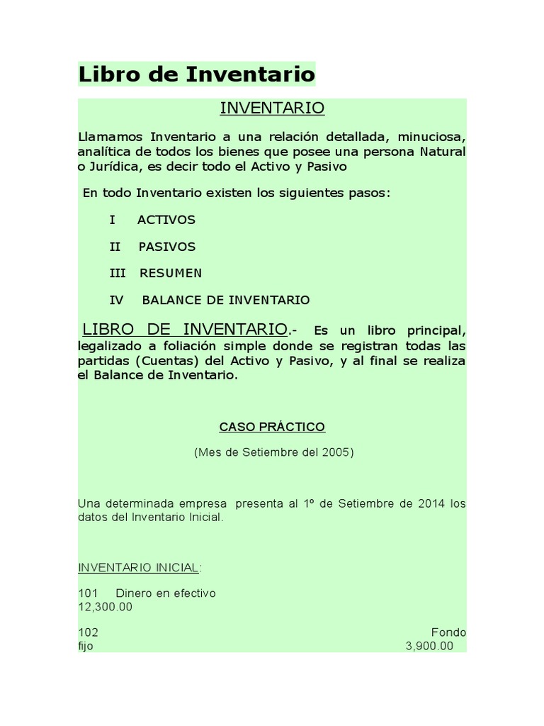 Libro de Inventario | PDF