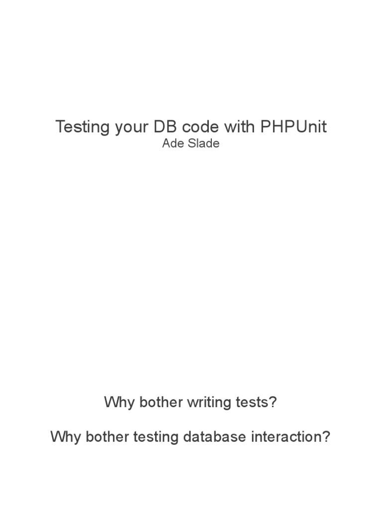 PHPUnit Database Testing Guide | PDF