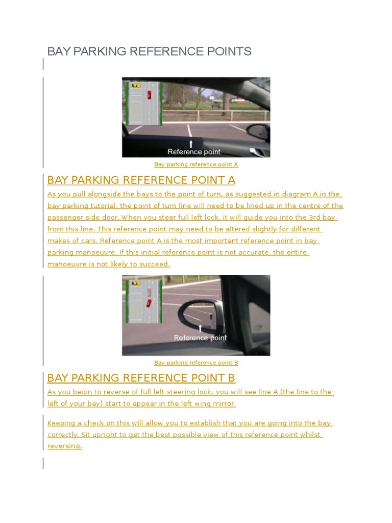 Bay Parking Reference Points | PDF | Mirror | Traffic