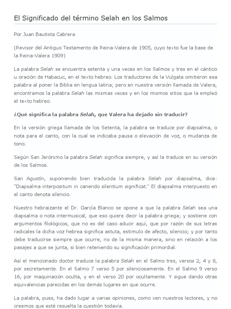 Que Significa La Palabra Selah Biblia Solo Para Adultos En Nicaragua