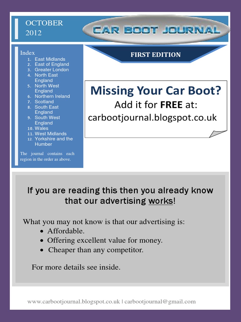 Car Boot Sale Advertising Guide | PDF | Bargaining | Advertising
