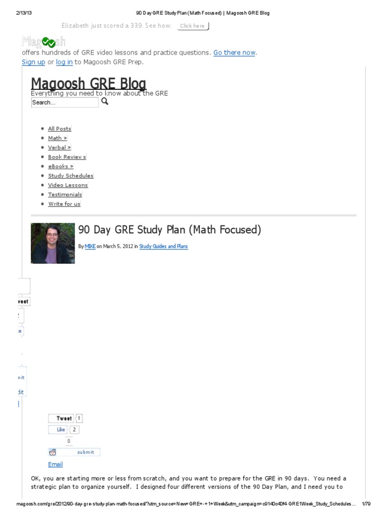 90 Day GRE Study Plan (Math Focused) _ Magoosh GRE Blog Graduate