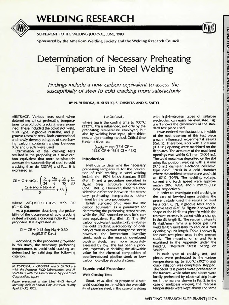 Determination of Necessary Preheating Temperature in Steel Welding