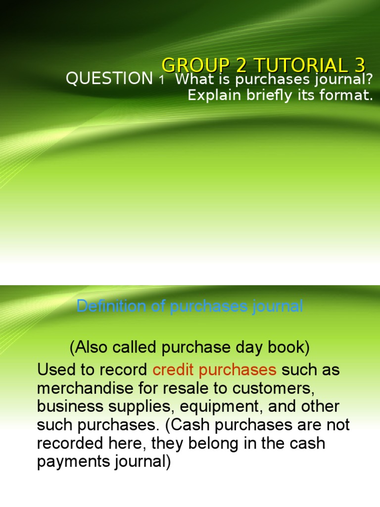 Understanding the Purchases Journal Format | PDF