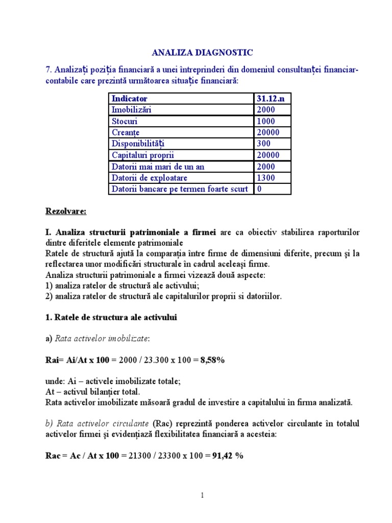 Analiza Diagnostic