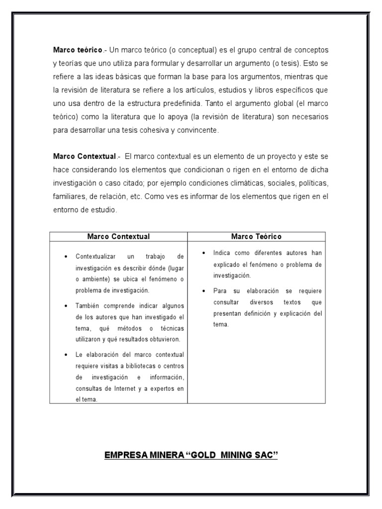 Ejemplo de Marco Contextual en Tesis | PDF | Oro | Teoría