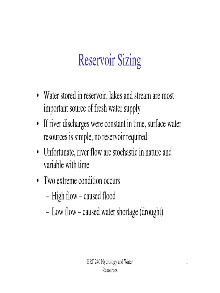 9 Reservoir Sizing PDF PDF Reservoir Hydrology