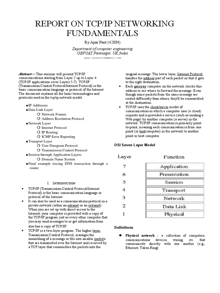 Seminar Report PDF Protocol Suite Transmission Control