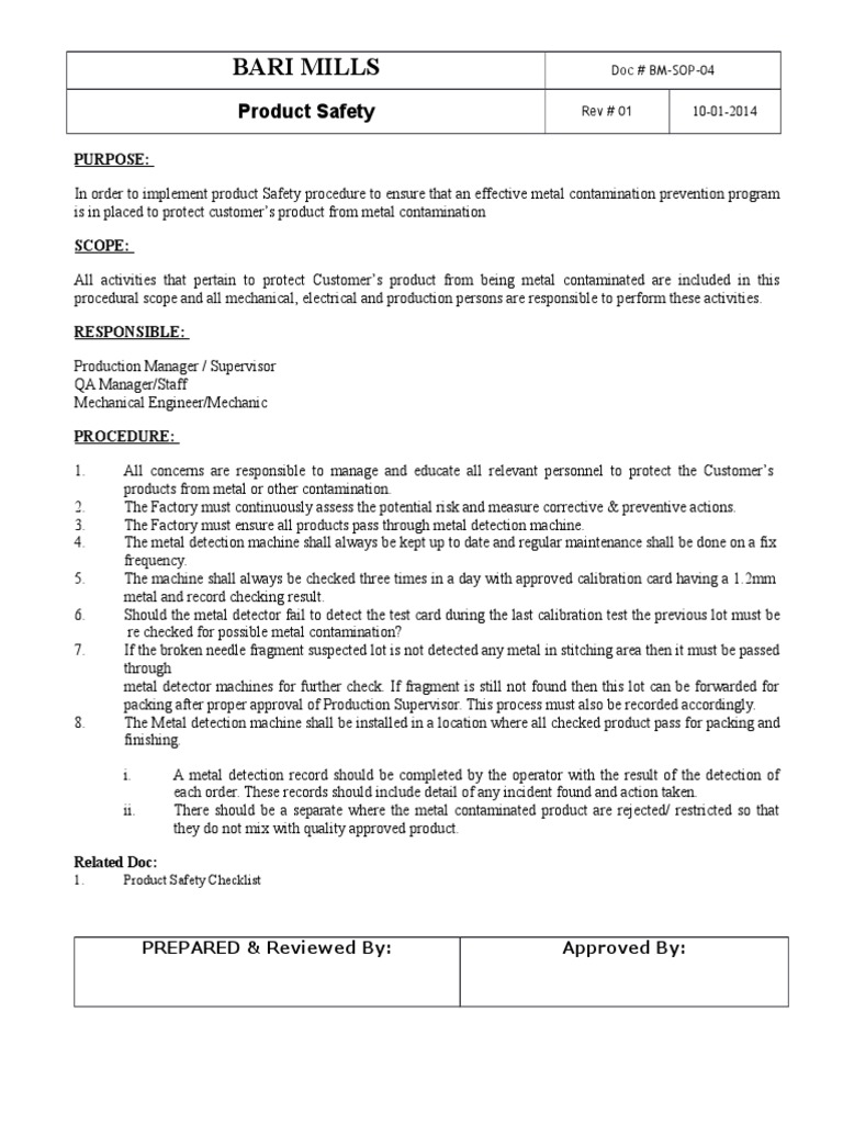 21Product Safety Procedure PDF