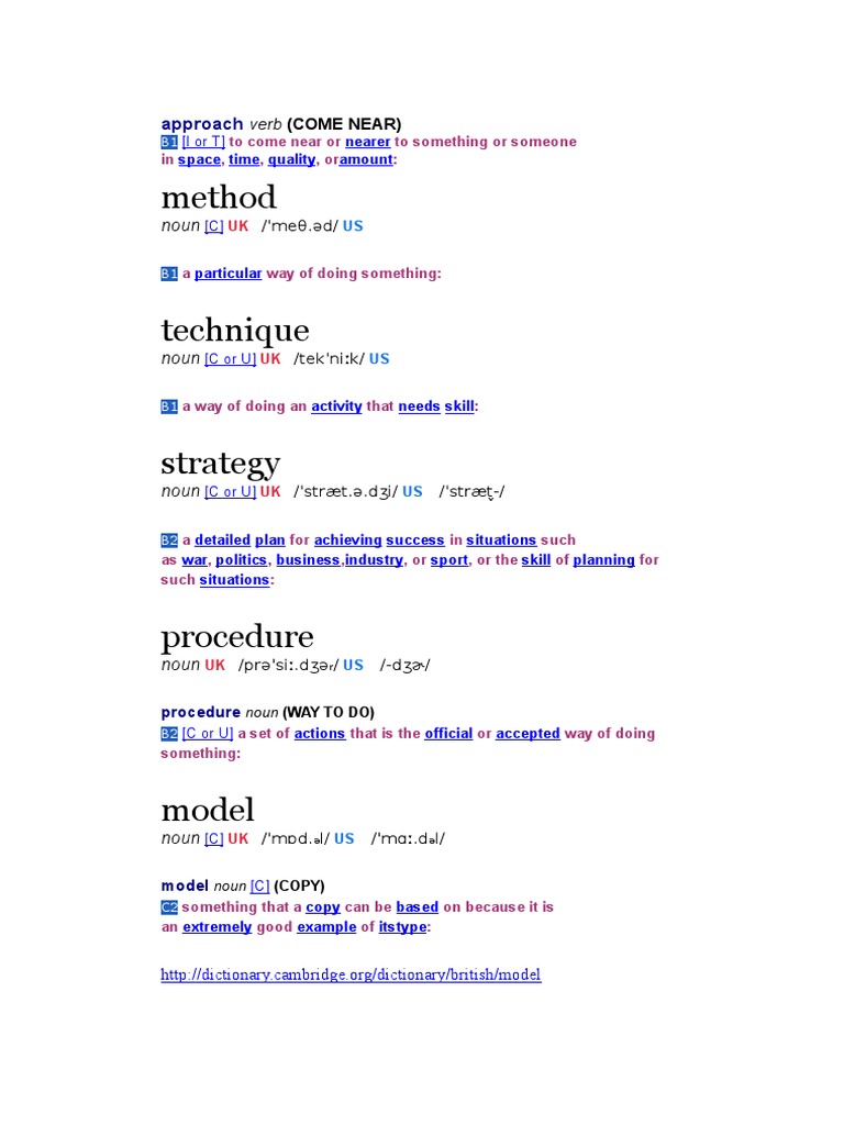 Definitions of Approach, Method, Technique | PDF
