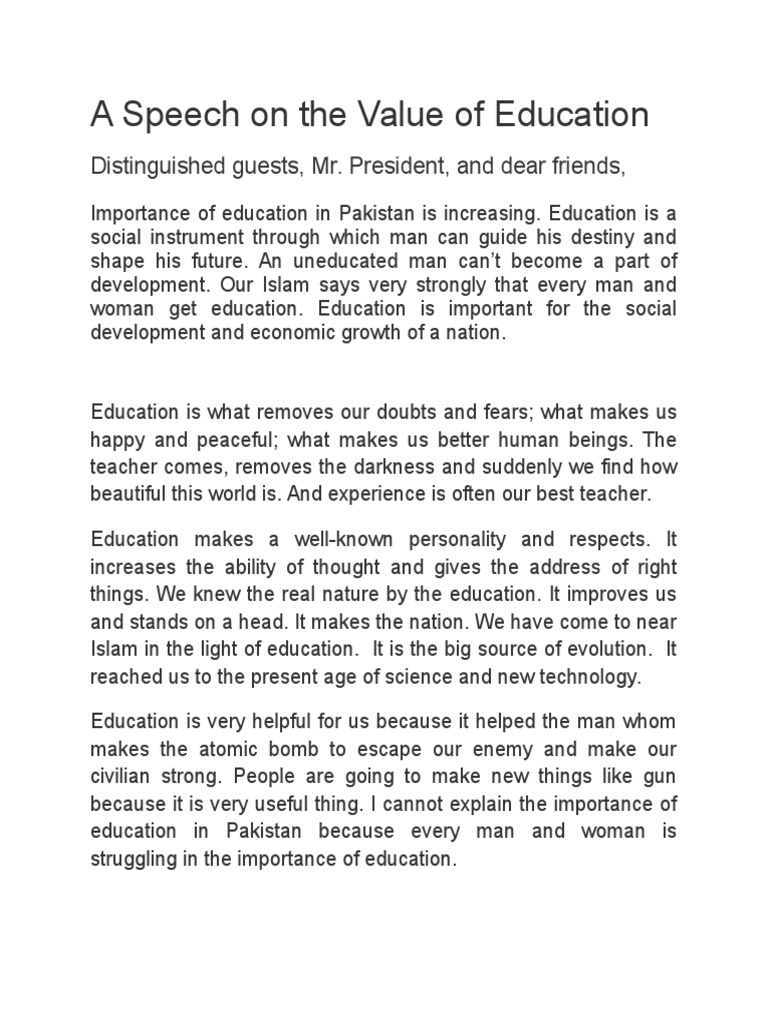 speech on the importance education