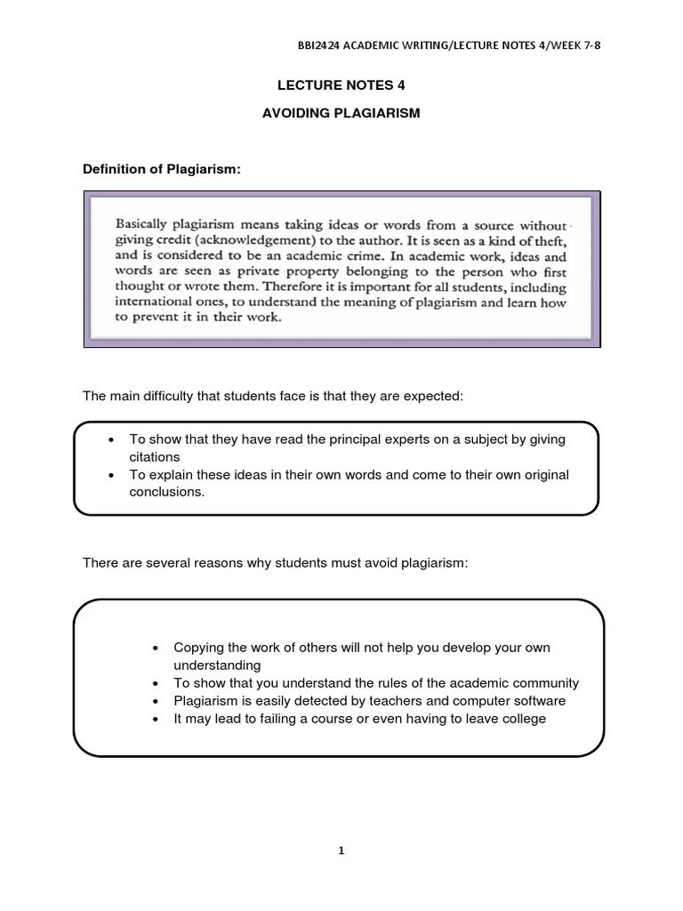 Avoiding Plagiarism in Academic Writing | PDF | Plagiarism | Citation