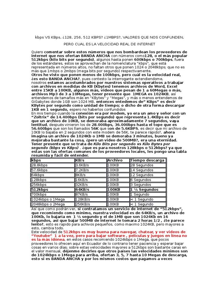 Kbps Vs KBps | PDF