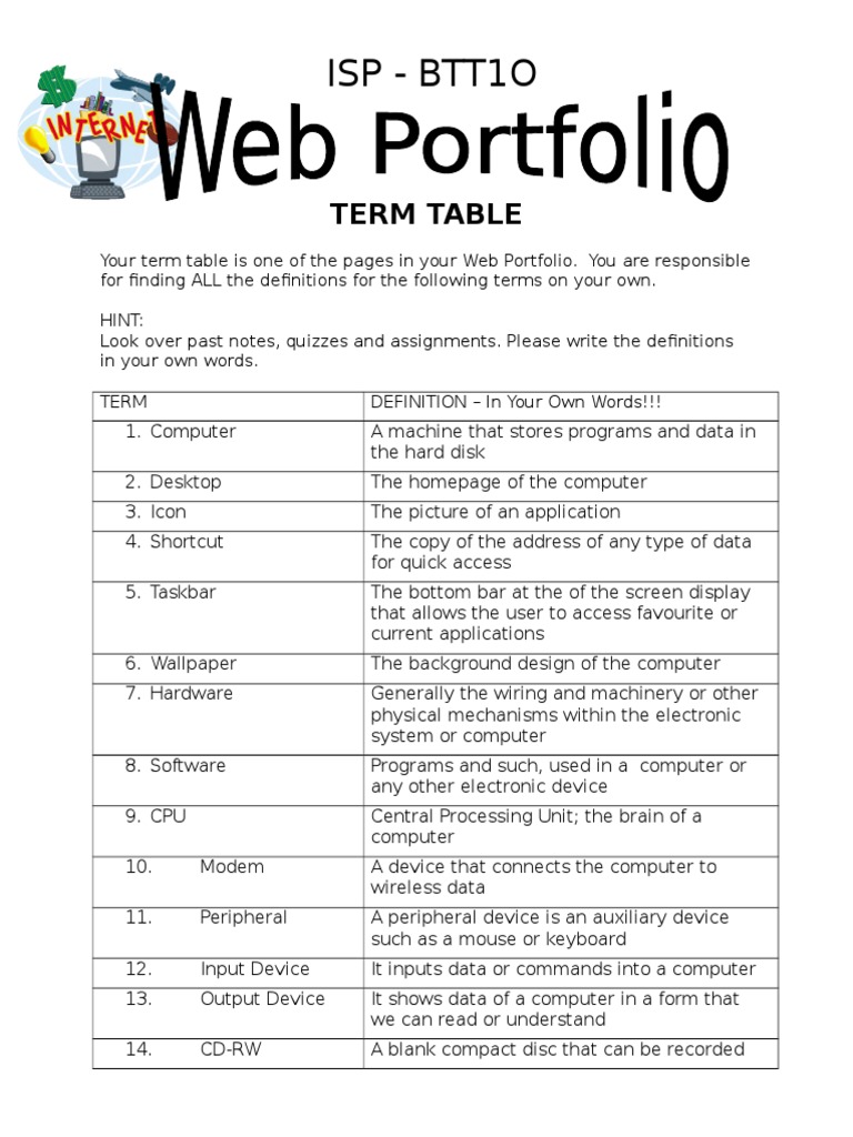 Terms Table 1 | PDF | Spreadsheet | Hyperlink