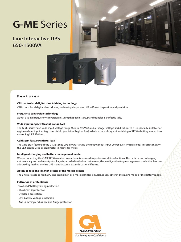 G-ME Series Line Interactive UPS 650-1500VA: Technical Specifications ...