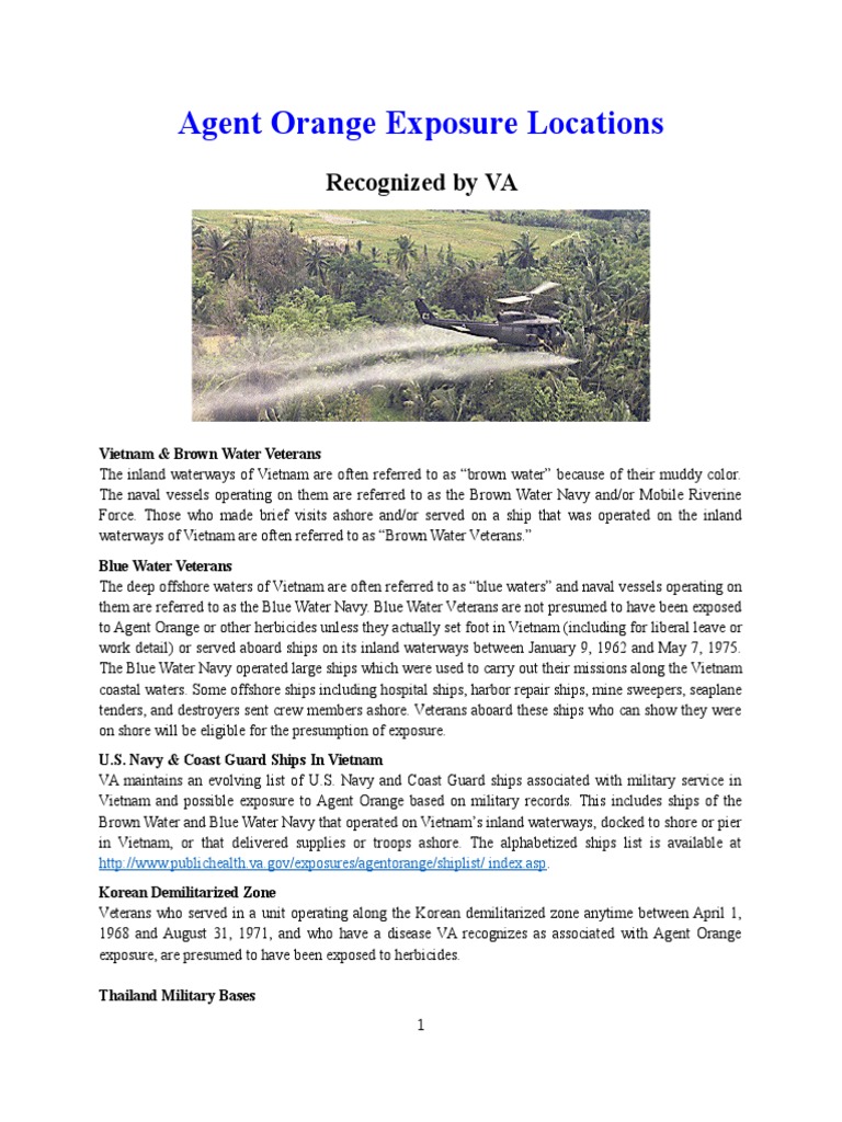 Agent Orange Exposure Locations Agent Orange Ships