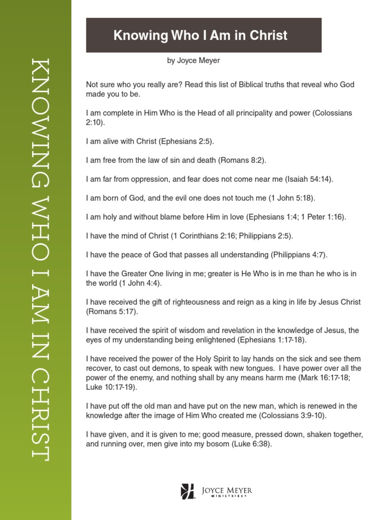 Knowing Who I Am in Christ | PDF | Epistle To The Colossians | Epistle ...