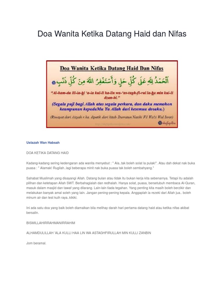 Doa Wanita Ketika Datang Haid Dan Nifas Pdf