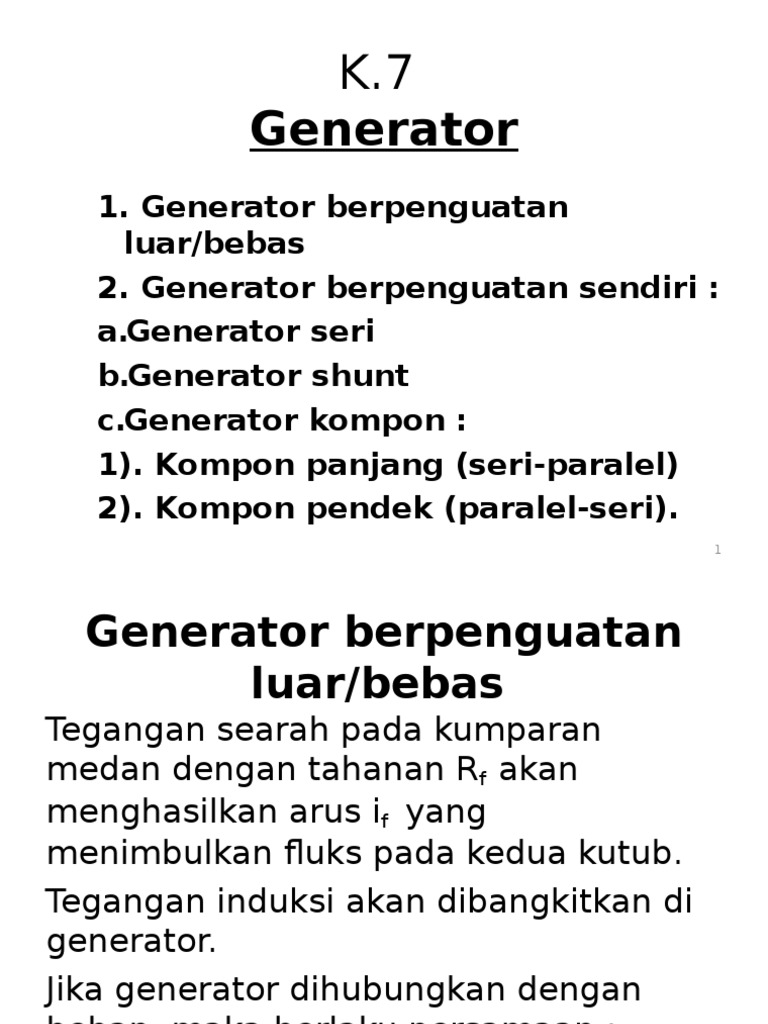 Jenis dan Perhitungan Generator Listrik | PDF | Sains & Matematika
