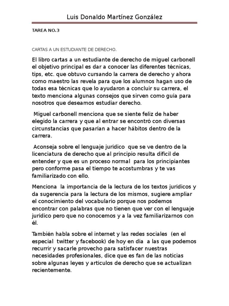 Cartas A Un Estudiante de Derecho