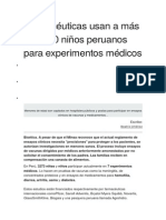 Farmacéuticas Usan A Más de 3000 Niños Peruanos para Experimentos Médicos