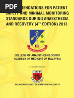 CPG Recommendations for Patient Safety and Minimal Monitoring Standards During Anaesthesia and Recovery