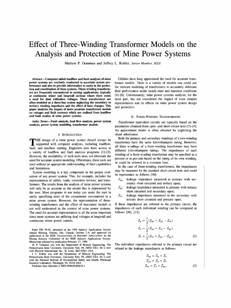 3 Winding Transformer Modeling | PDF | Transformer | Electric Power System