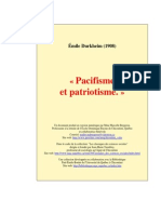 Émile Durkheim - Pacifisme Et Patriotisme (1908)