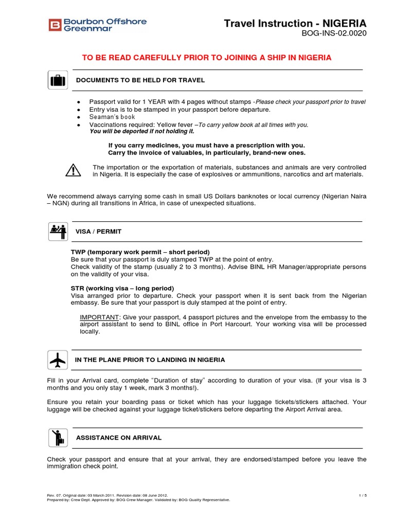Travel Instruction NIGERIA | PDF | Travel Visa | Passport