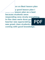 Reflection On Best Lesson Plan