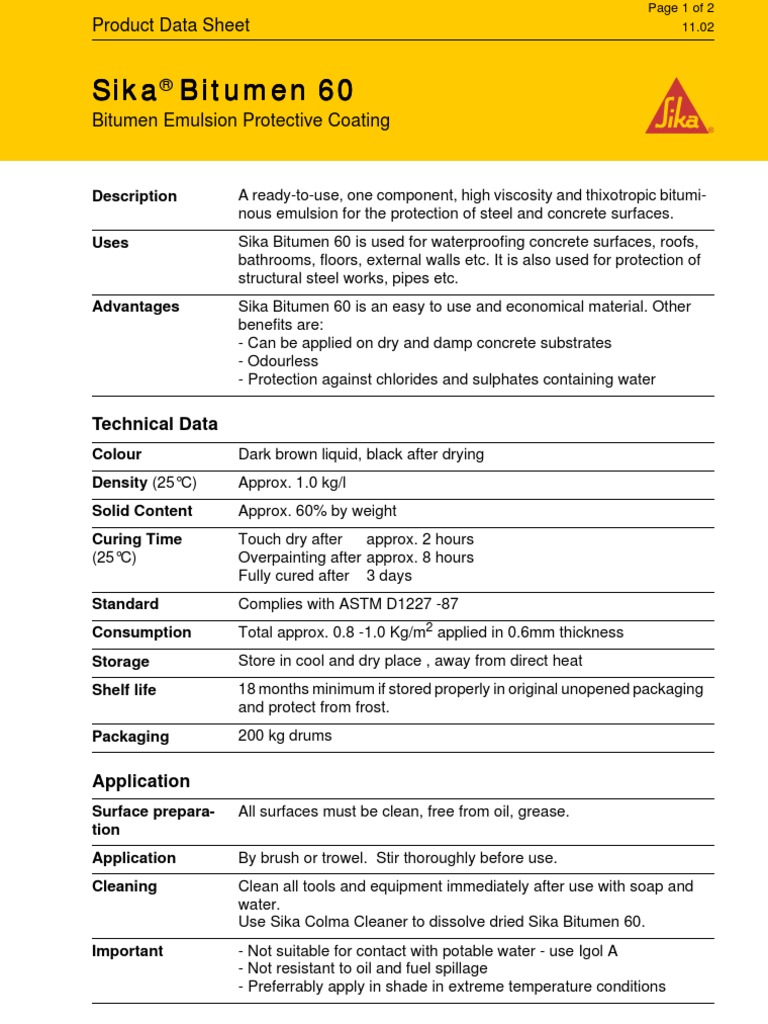 Sika Bitumen 60 | Asphalt | Concrete