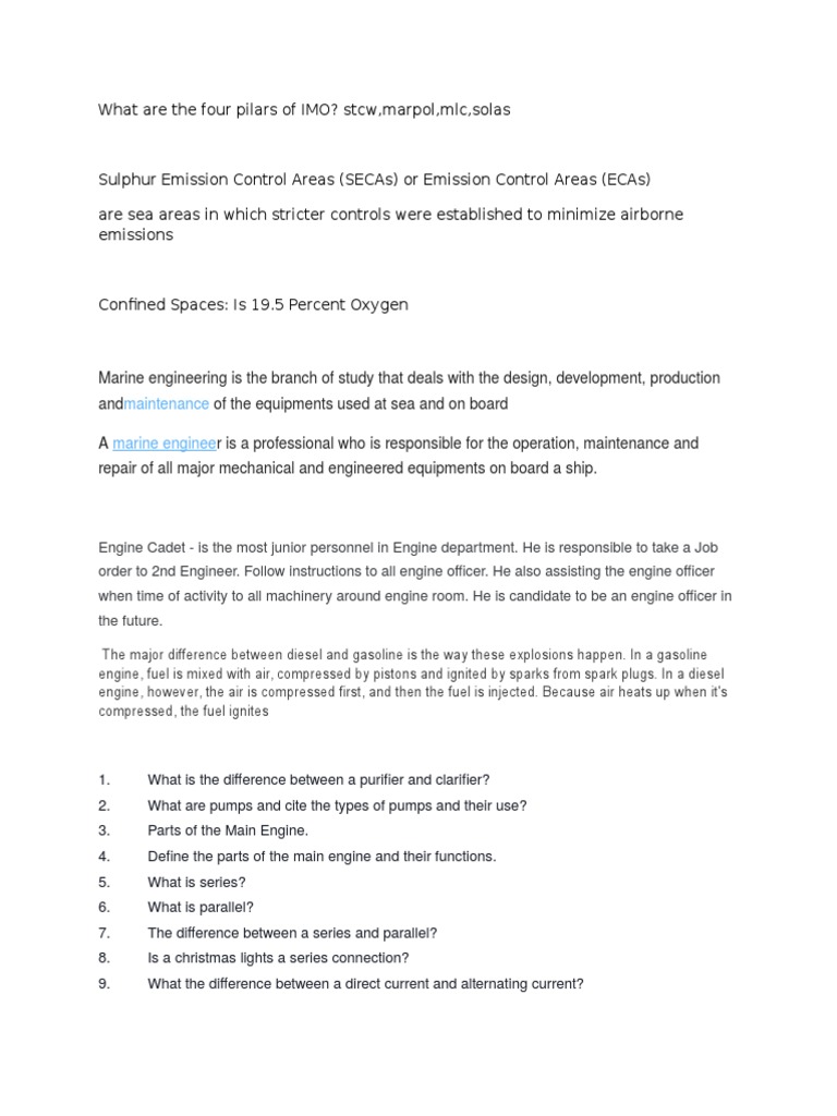 Interview for Engine Cadets Engines Mechanical Engineering