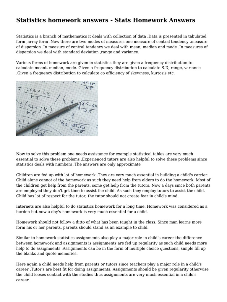 Statistics Homework Assistance Guide | PDF | Homework | Statistics